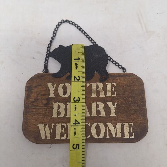 Rustic Wall Hanging Welcome Signs Cabin Bear Silhouette Wood Metal Set Of 2 - Picture 6 of 8